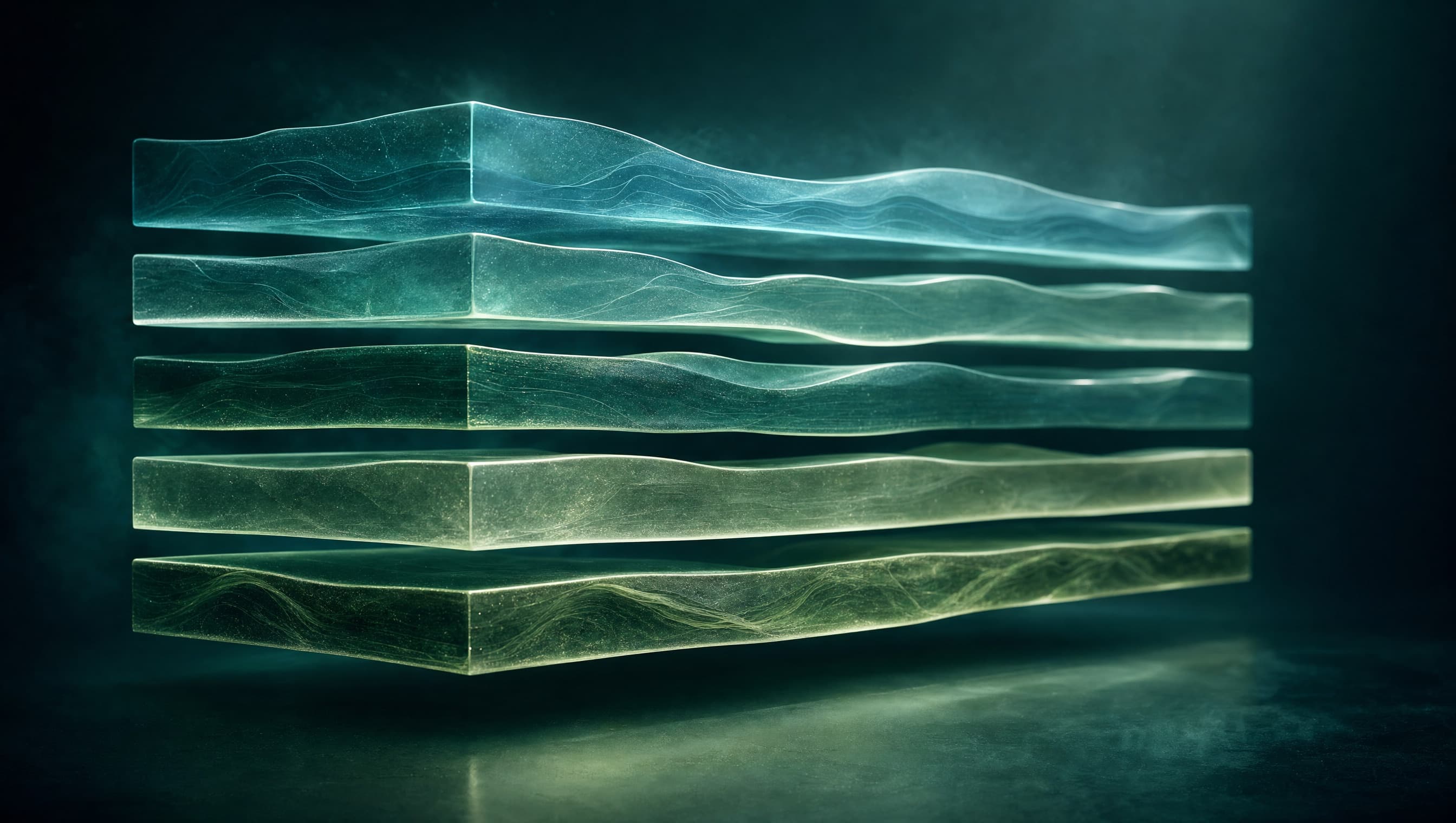 Abstract illustration of a layered AI technology stack